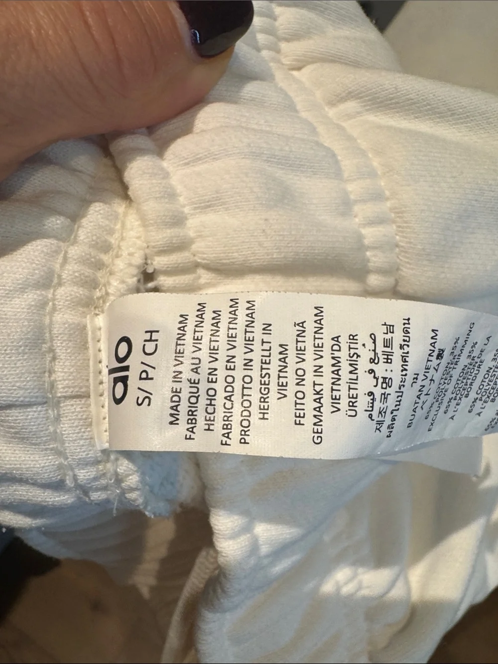Alo White Cozy Hoodie with matching sweatpants.